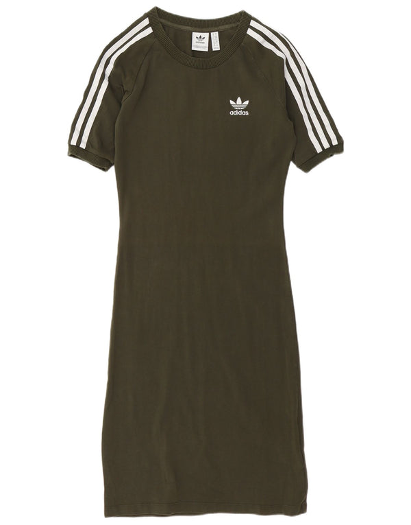 Adidas Womens T-Shirt Dress UK 10 Small  Green Cotton