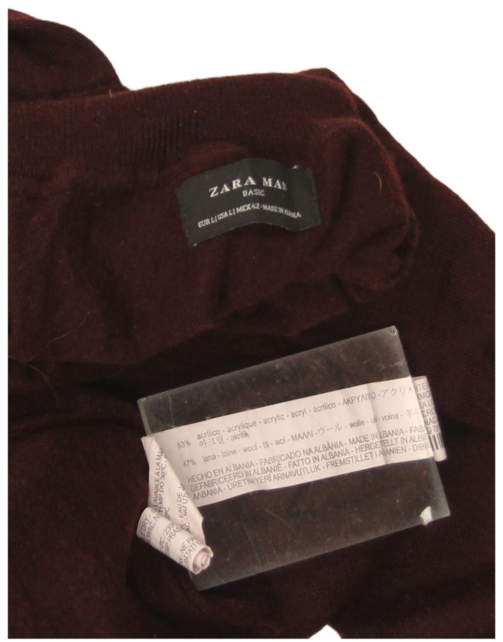 Zara Herren-Pullover mit Rollkragen, groß, Burgunderrot, Acryl