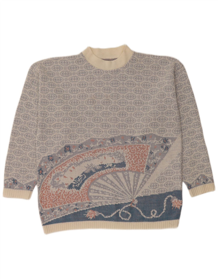 Vintage Herren Pullover mit Rundhalsausschnitt Mittelblau Fair Isle