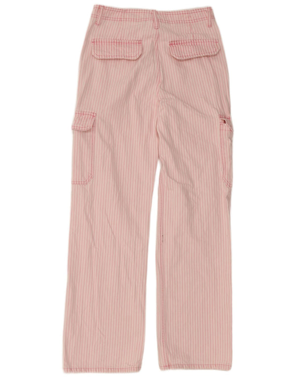 Zara Damen Cargo Loose Jeans EU 36 XS W26 L32 Rosa Nadelstreifen Baumwolle