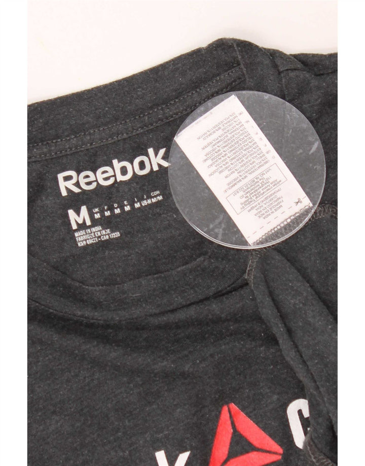 Reebok Herren Grafik-T-Shirt-Oberteil aus mittelgrauer Baumwolle