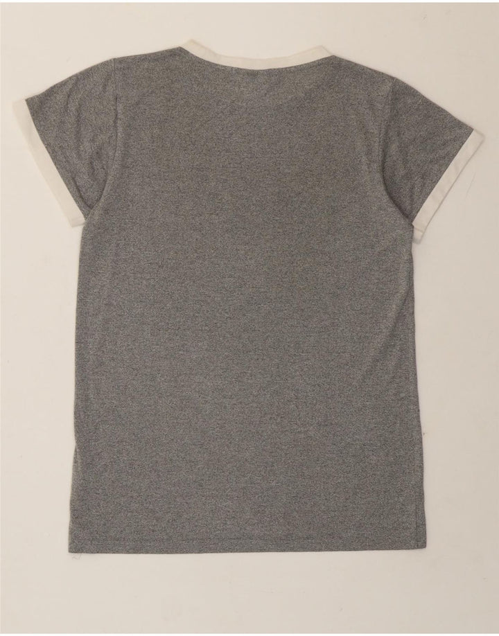 Ellesse Womens Graphic T-Shirt Top UK 10 Small Grau geflecktes Polyester