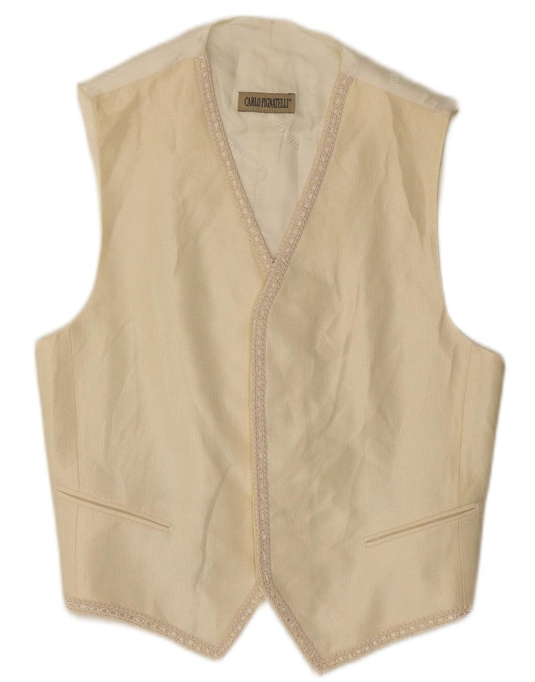 CARLO PIGNATELLI Mens Waistcoat IT 50 Medium Beige Acetate
