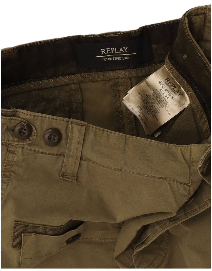REPLAY Herren Cargoshorts W29 Small Khaki Baumwolle