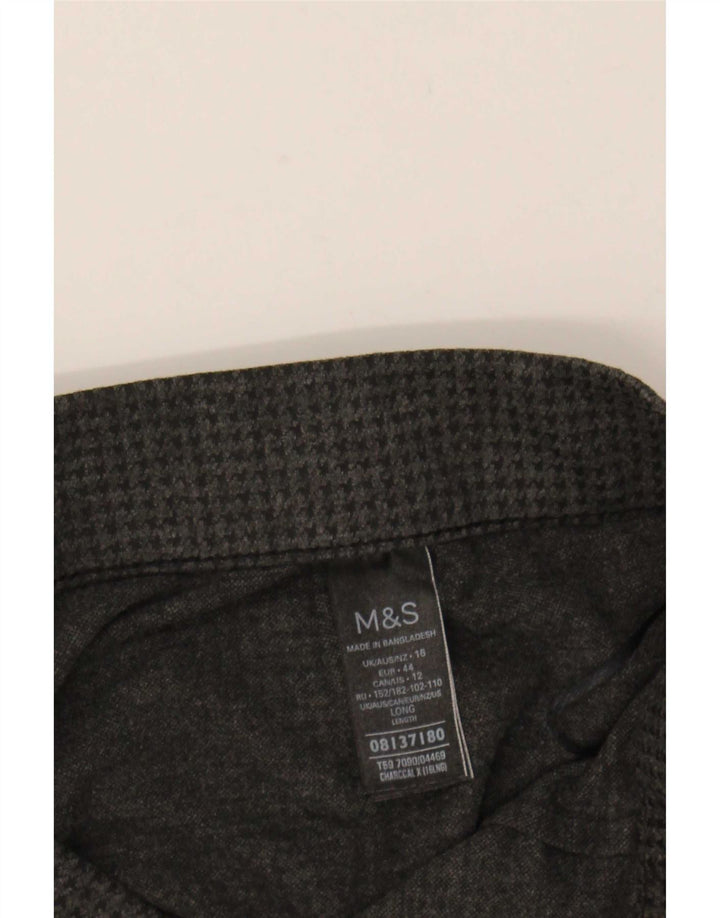 Marks & Spencer Damen Slim Hose UK 16 Large W32 L27 Grau Hahnentrittmuster