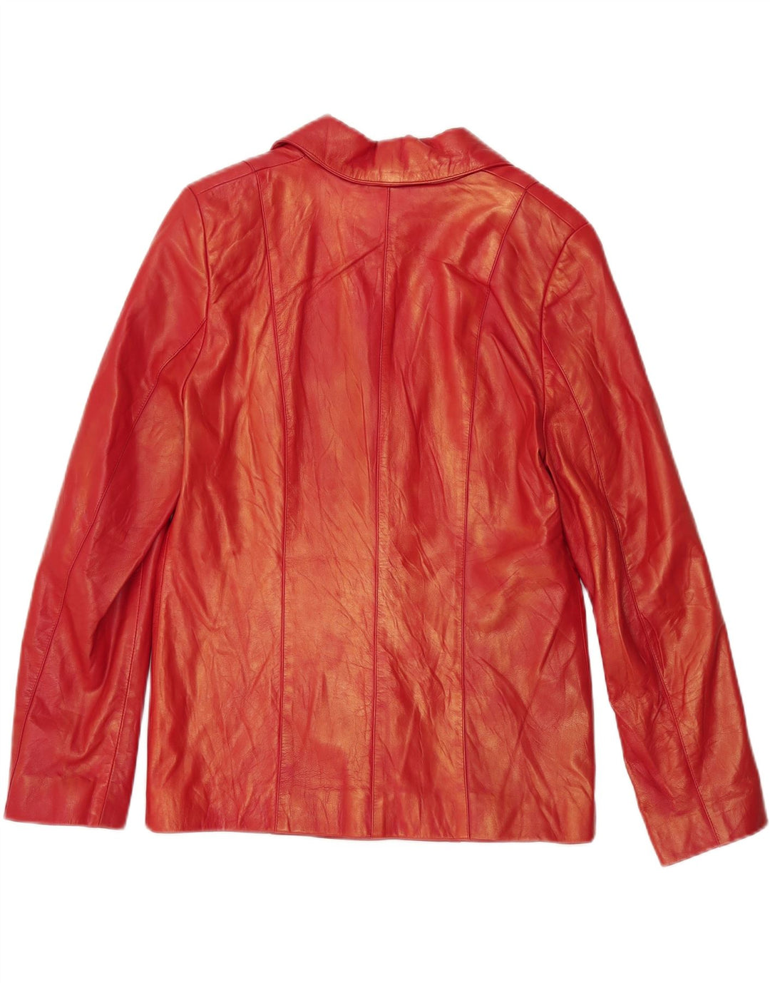 Vintage Damen 3 Knopf Leder Blazer Jacke EU 40 Mittelrotes Leder