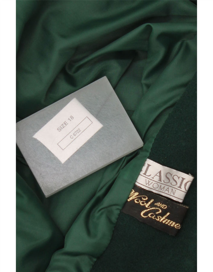 Vintage Damen Zweireihige Blazerjacke UK 18 XL Grüne Wolle