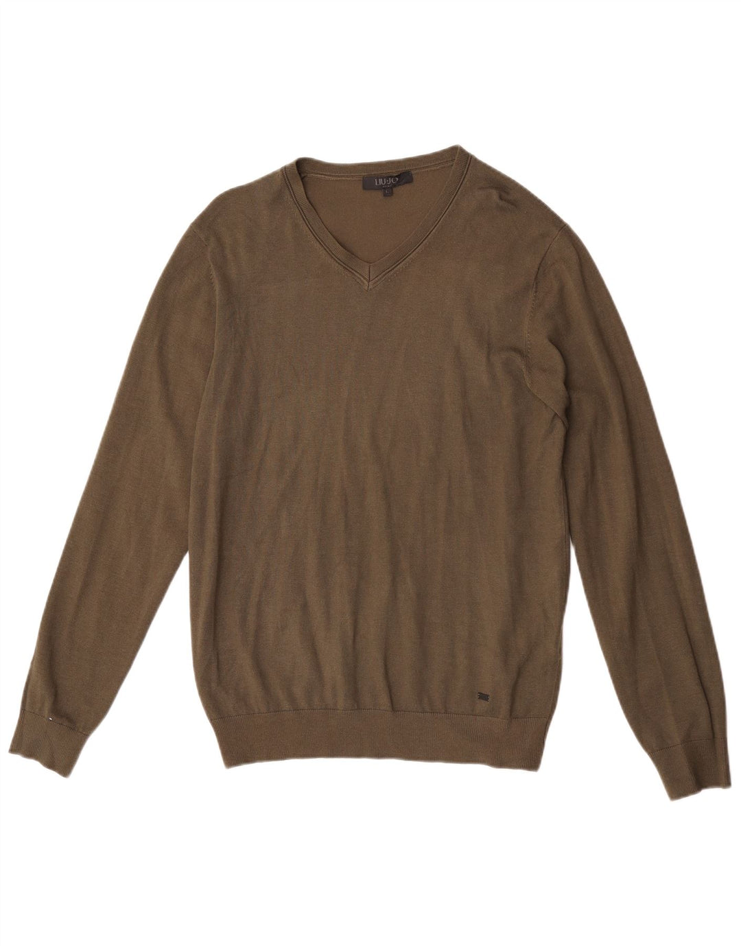 Liu Jo Herren-Pullover mit V-Ausschnitt, groß, Khaki, Viskose
