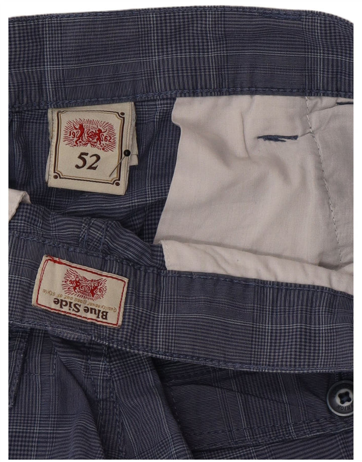 Blue Side Herren-Cargoshorts IT 52 XL W36 Blau karierte Baumwolle