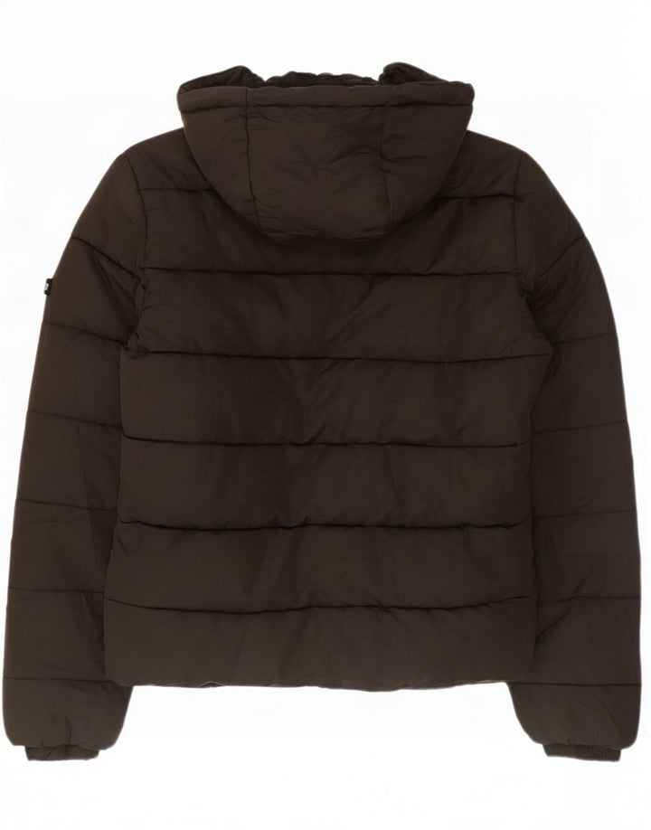 Superdry Wattierte Damenjacke mit Kapuze, UK 14, Größe L, Schwarz, Polyester