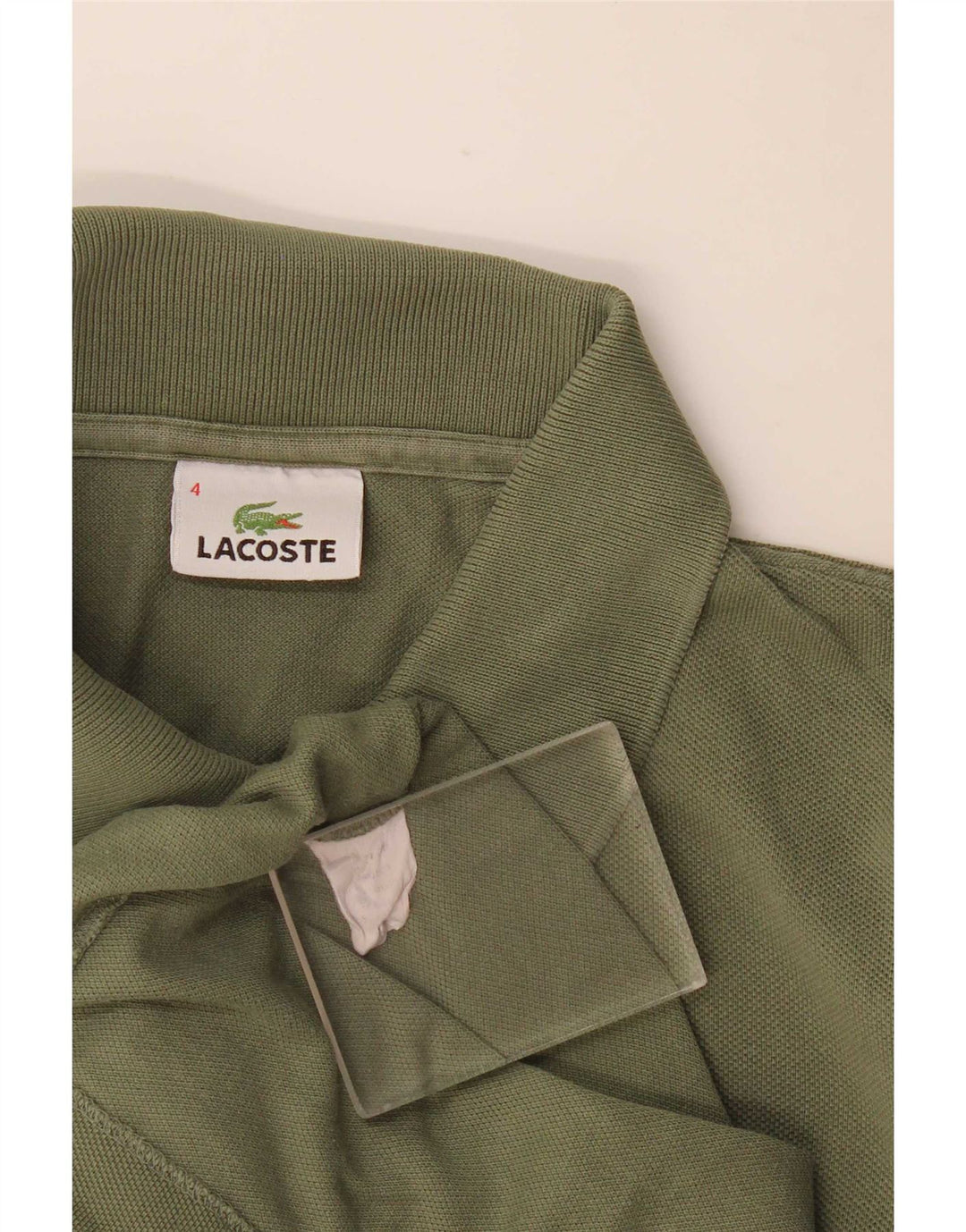 Lacoste Herren-Poloshirt, Größe 4, mittlere Khaki-Baumwolle