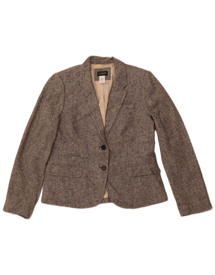 J. CREW Damen-Blazerjacke mit 2 Knöpfen, US 8, mittelgrau gesprenkelte Wolle