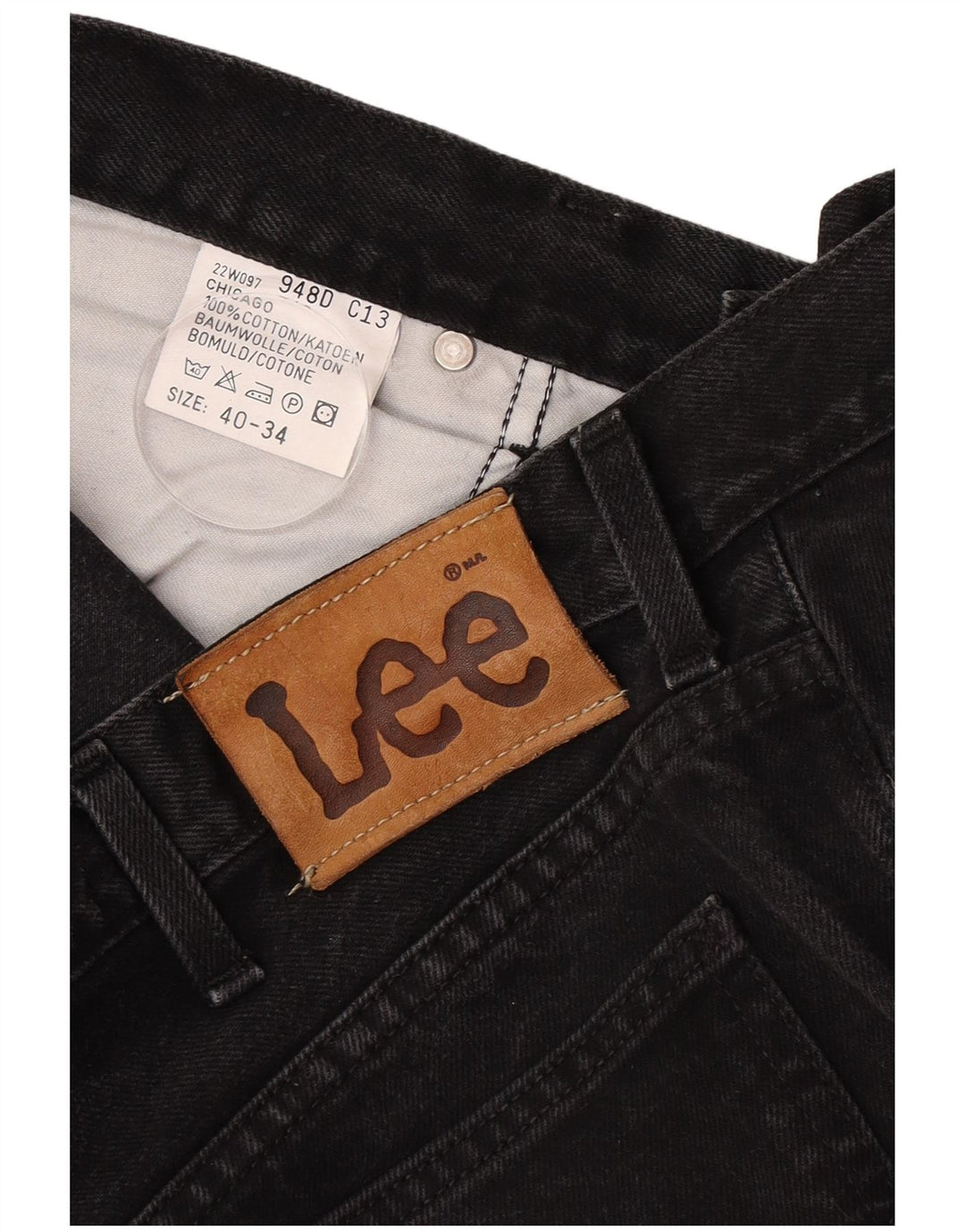 Lee Herren Chicago Straight Jeans W40 L34 Schwarze Baumwolle