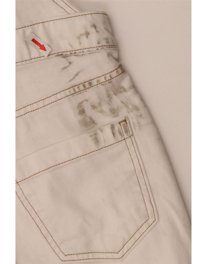 White Stuff Damen Latzhose Shorts UK 8 Small W30 Weiße Baumwolle