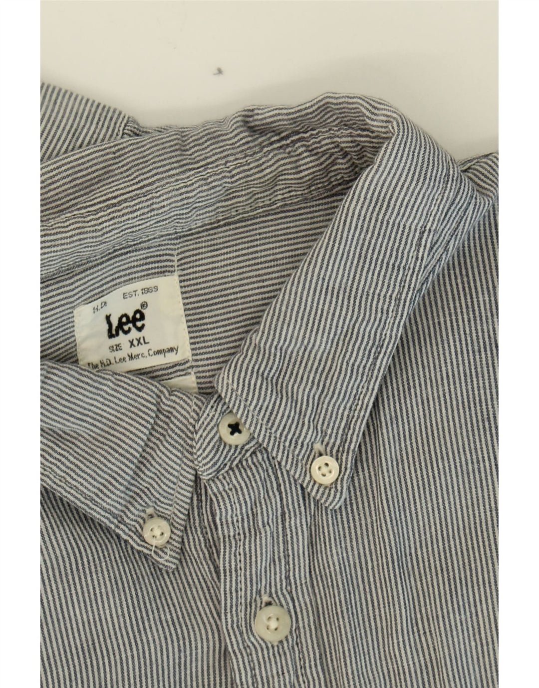 LEE Mens Shirt 2XL Grey Pinstripe Cotton Vintage Lee and Second-Hand Lee from Messina Hembry 