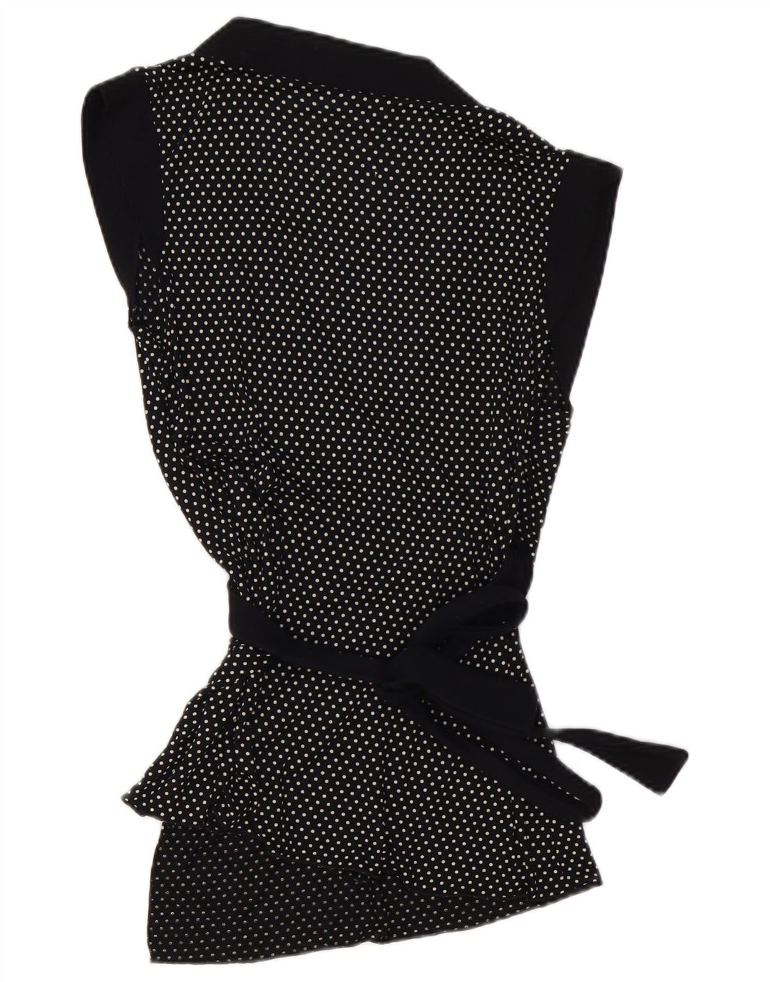 KOOKAI Damen-Cardigan in Wickeloptik, ärmellos, US-Größe 3, klein, schwarz gepunktet