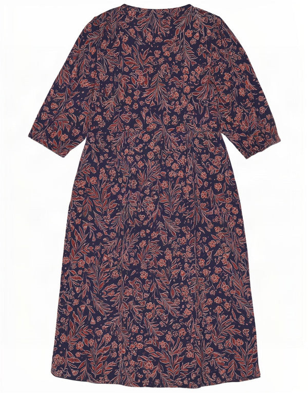 Seasalt Cornwall Damen-Maxikleid mit 3/4-Ärmeln, UK-Größe 46, Größe L, Marineblau mit Blumenmuster
