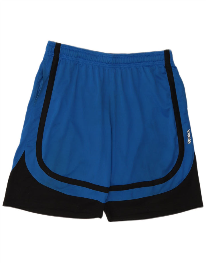 REEBOK Herren Sportshorts XL Blaues Colourblock-Polyester