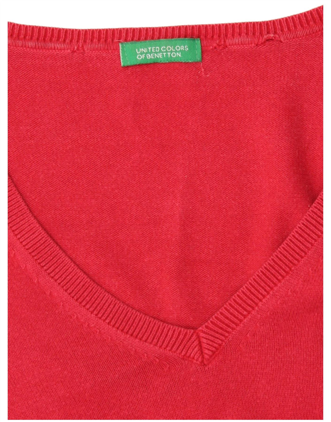 Benetton Damen-Pullover mit V-Ausschnitt, Gr. 12, mittelrot