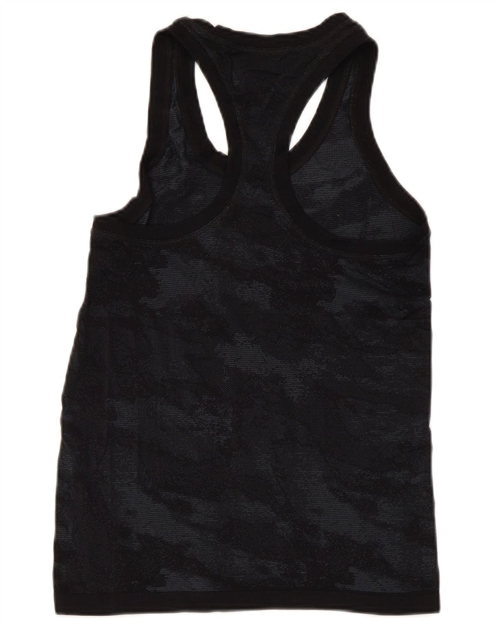 ATHLETA Damen Weste Top UK 8 Small Schwarz Camouflage Nylon