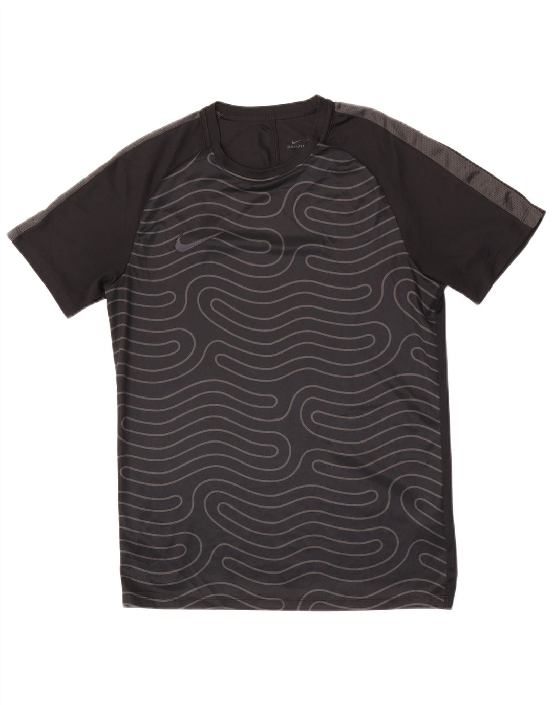 Nike Herren Dri Fit T-Shirt Top Mittelschwarzes geometrisches Polyester