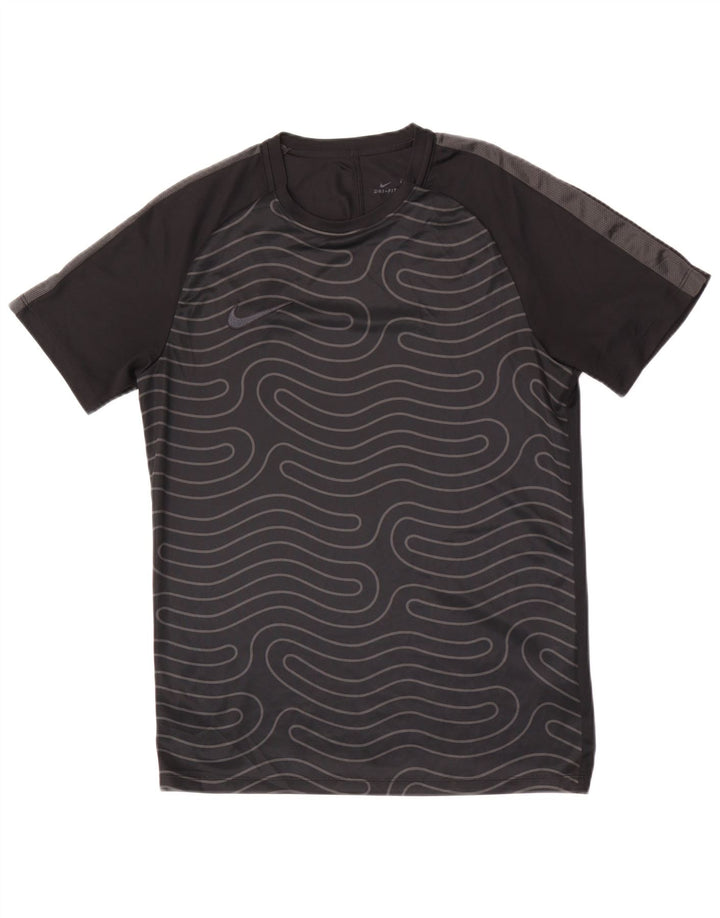 Nike Herren Dri Fit T-Shirt Top Mittelschwarzes geometrisches Polyester