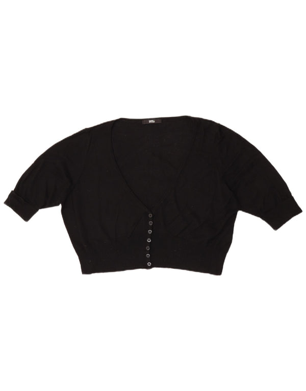 Marks & Spencer Damen Crop Cardigan Pullover UK 18 XL Schwarz Baumwolle