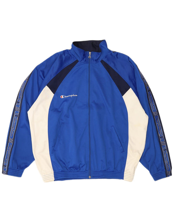 Champion Herren-Trainingsanzugoberteil mit Grafik, 2XL, blaues Farbblock-Polyester