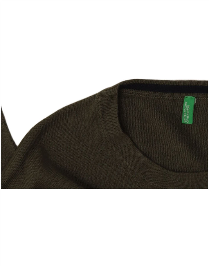 BENETTON Herren-Pullover mit Rundhalsausschnitt, Mittelkhaki