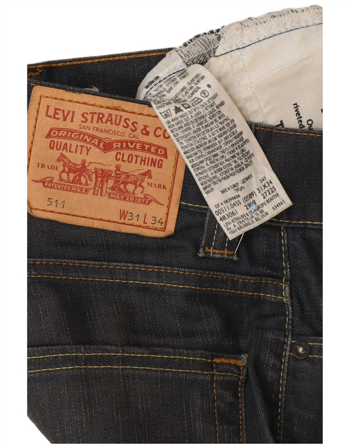 LEVI'S Herren 511 Slim Jeans W31 L28 Marineblaue Baumwolle