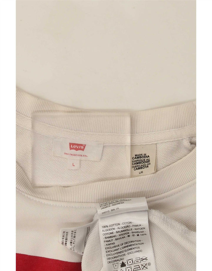 Levi's Damen-Sweatshirt mit Grafik-Übergröße, Größe UK 16, Größe L, weiße Baumwolle
