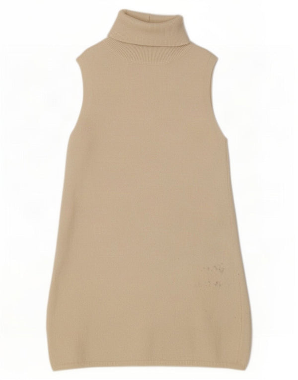 Zara Damen Rollkragenpullover, ärmellos, Gr. 12, Mittel, gebrochenes Weiß