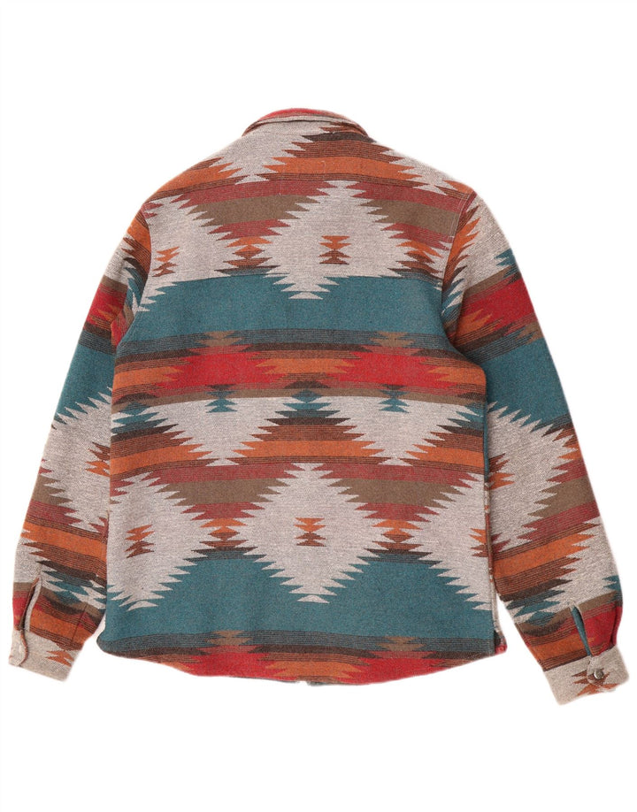 Vintage Damen Overshirt Shirt UK 18 XL Mehrfarbiges geometrisches Polyester