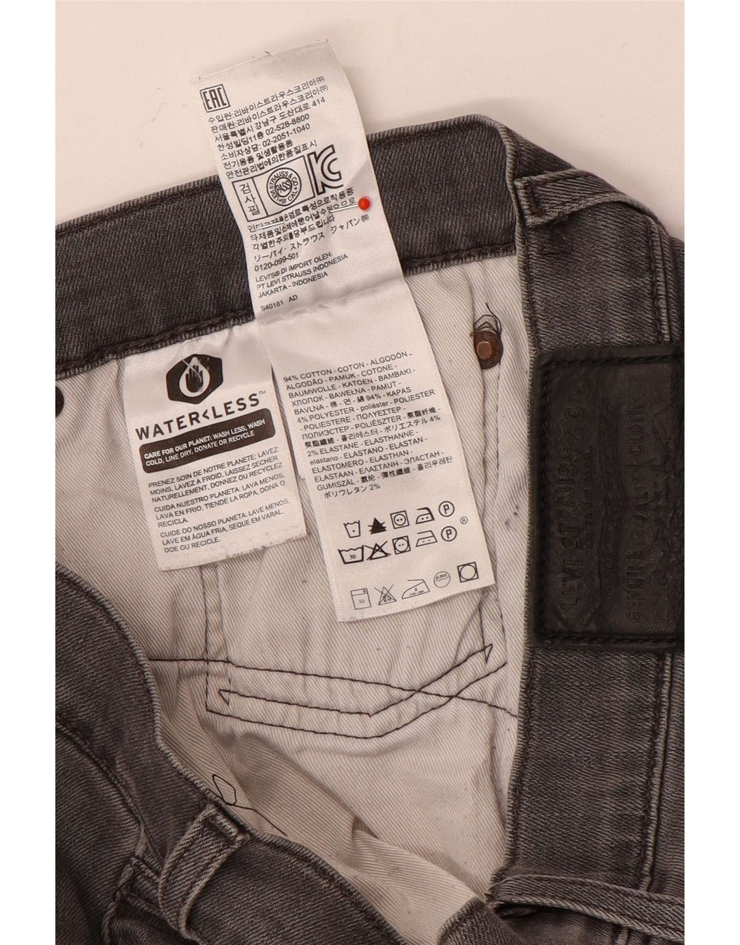 Levi's Herren Straight Jeans W34 L30 Graue Baumwolle