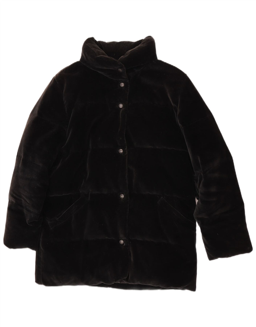 Moncler Damen übergroße, gepolsterte Samtjacke, Größe 0 XS, schwarze Baumwolle