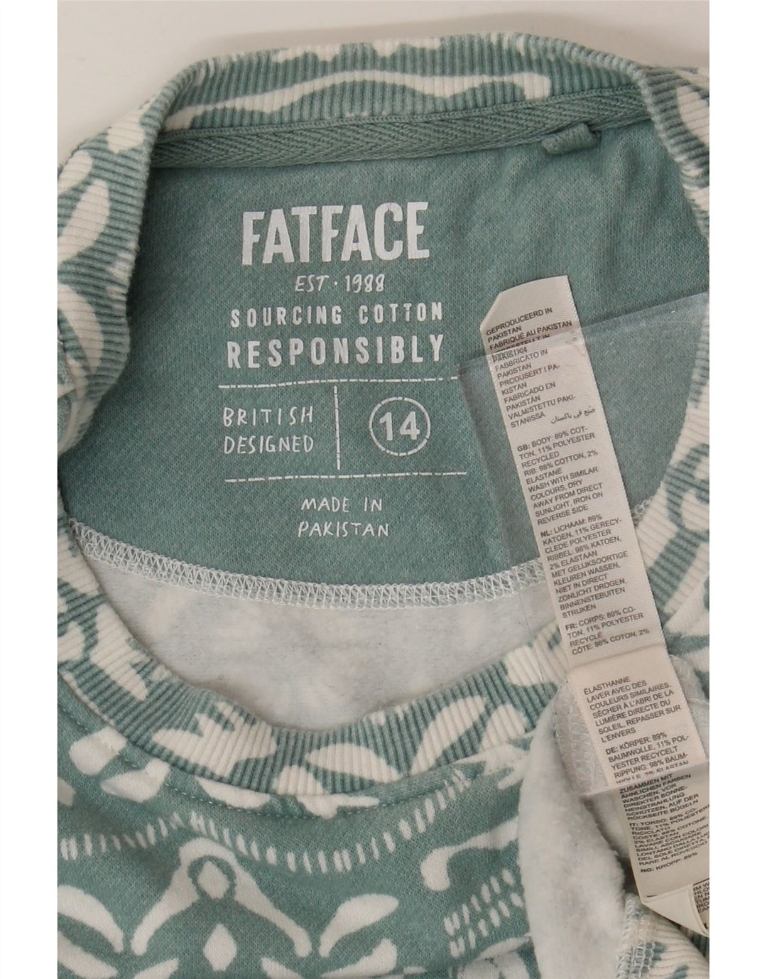 FAT FACE Damen-Sweatshirt in Übergröße, Gr. 40, Größe L, blau, Paisleymuster