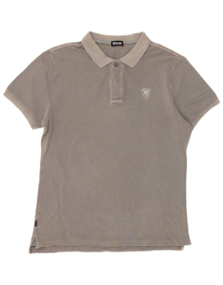 Blauer Herren Poloshirt Mittelgrau
