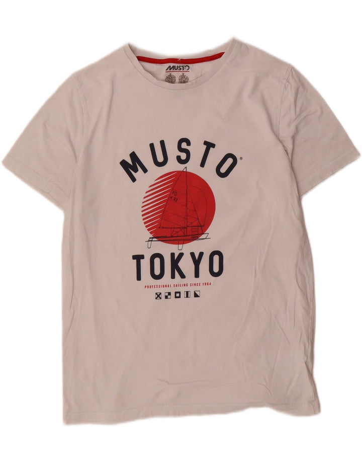Musto Herren-T-Shirt mit Grafik, mittelweiße Baumwolle