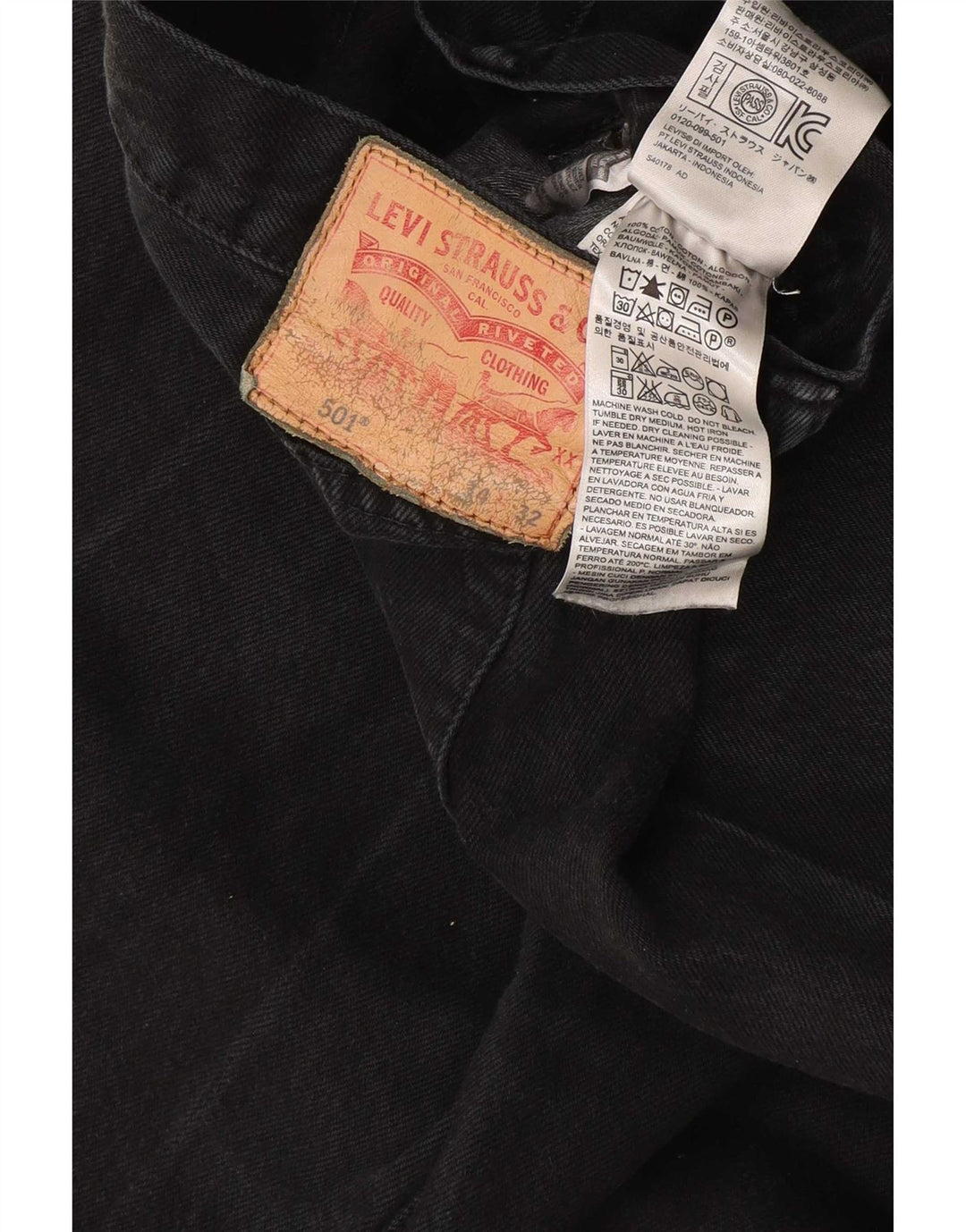 Levi's Herren 501 Straight Jeans W34 L32 Marineblaue Baumwolle