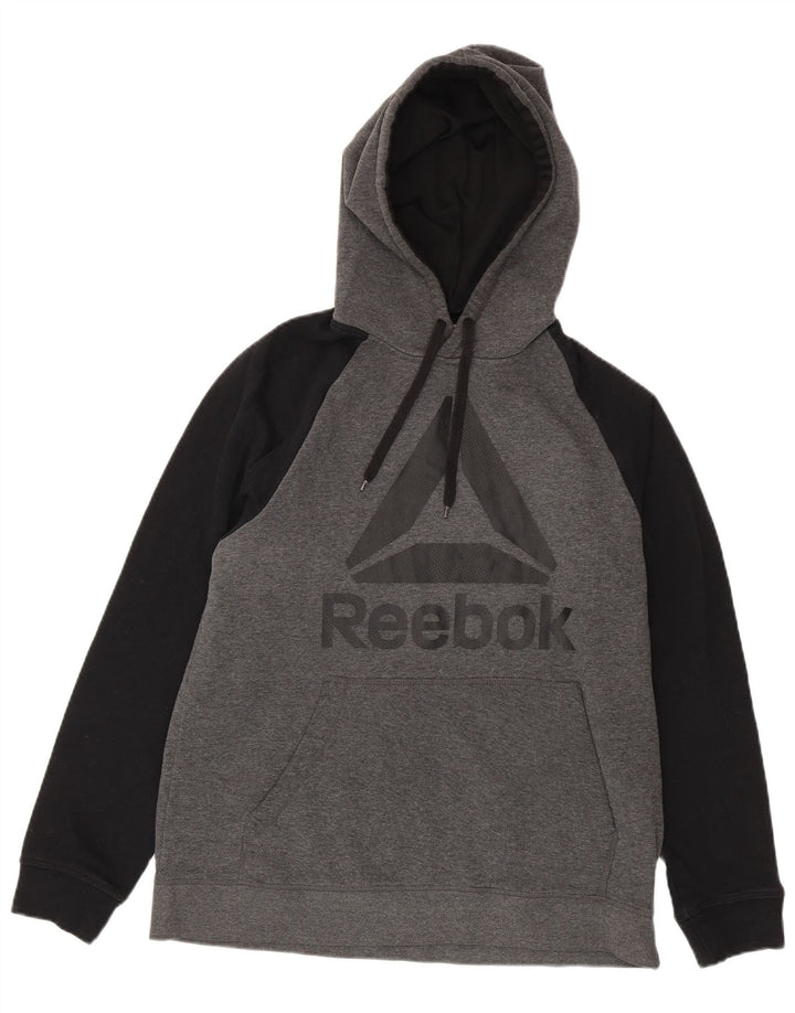 Reebok Herren Graphic Hoodie Pullover Mittelgraue Colourblock-Baumwolle