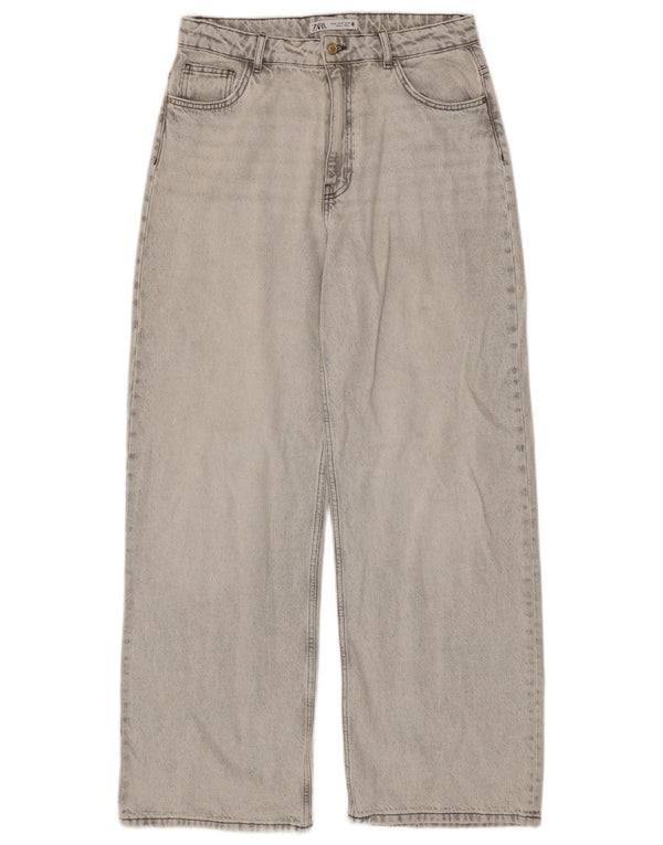 Zara Damen-Jeans mit weitem Bein, EU 42, groß, W32, L32, graue Baumwolle