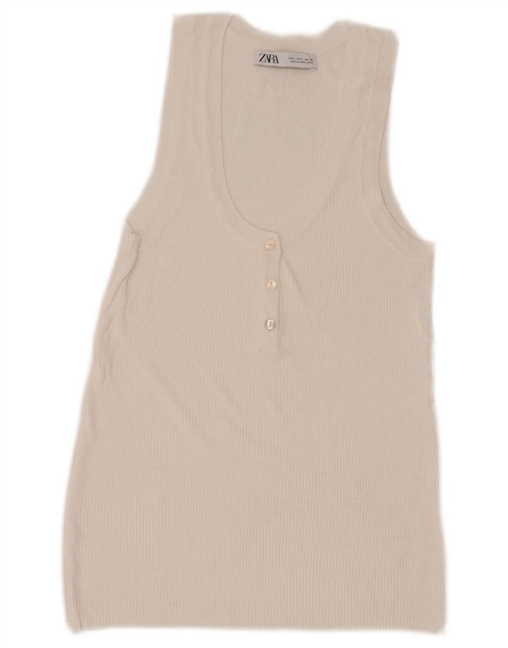 Ärmelloses Blusenoberteil für Damen von Zara, Größe 44, Weiß