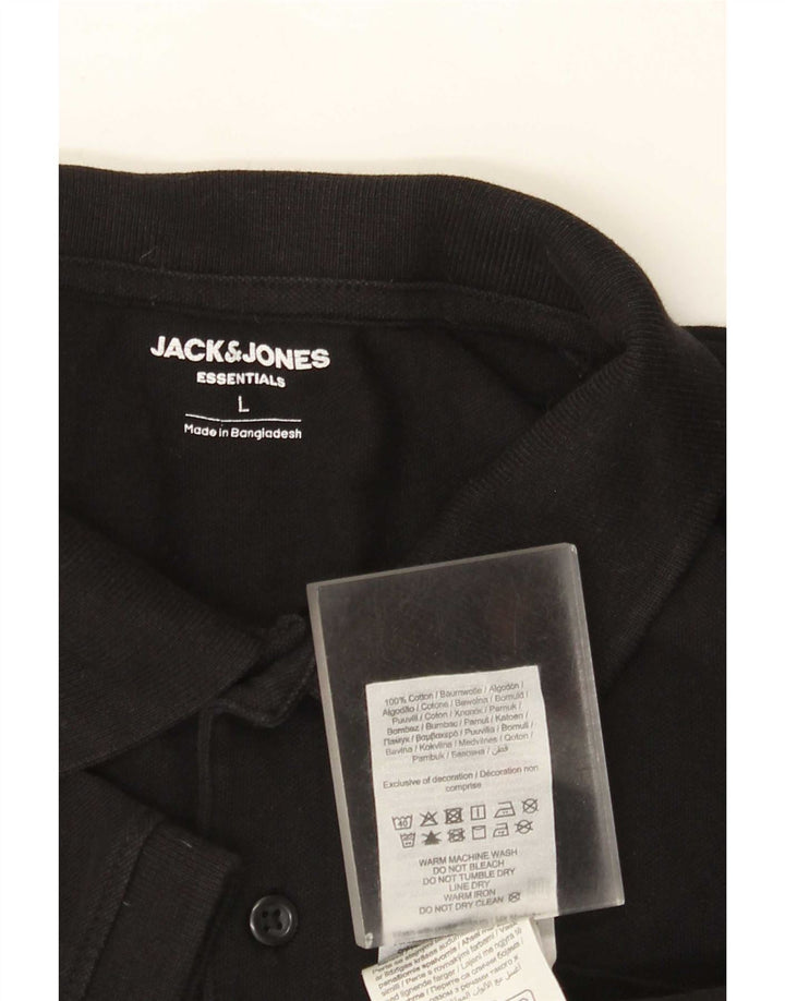 Jack & Jones Herren-Poloshirt, groß, aus schwarzer Baumwolle