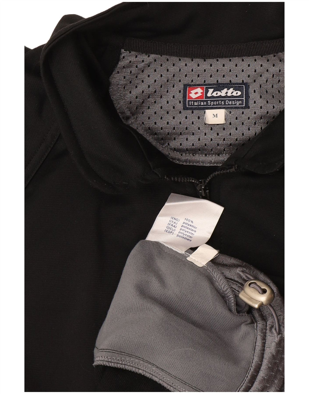 LOTTO Herren-Trainingsanzug-Oberteil, Mittelschwarzes Farbblock-Polyester