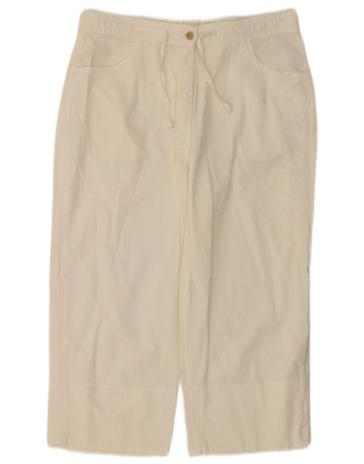 VINTAGE Gerade Capri-Hose für Damen, mittelgroß, W28, L18, weiße Baumwolle
