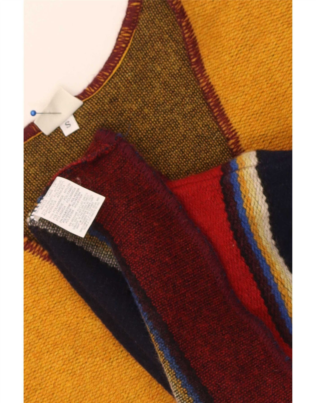 Benetton Herren-Cardigan, ärmellos, klein, mehrfarbig, gestreift, Wolle
