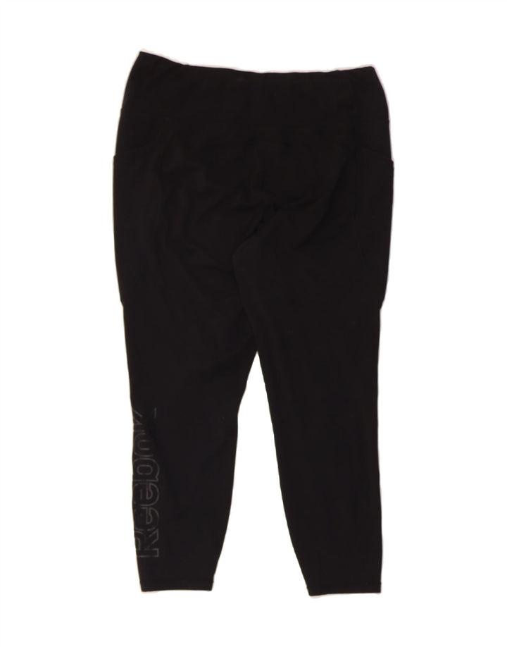 REEBOK Womens Graphic Capri Leggings UK 18 XL  Black Vintage Reebok and Second-Hand Reebok from Messina Hembry 