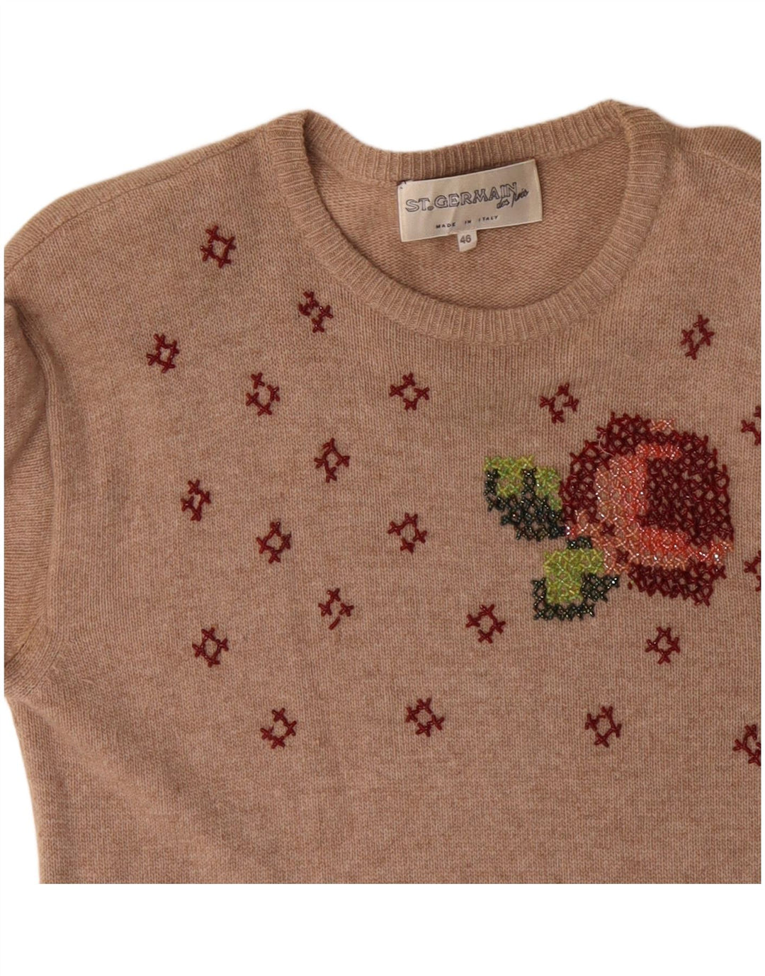 ST. GERMAIN Damen Langarm-Pulloverkleid EU 46 XL Beige Angora