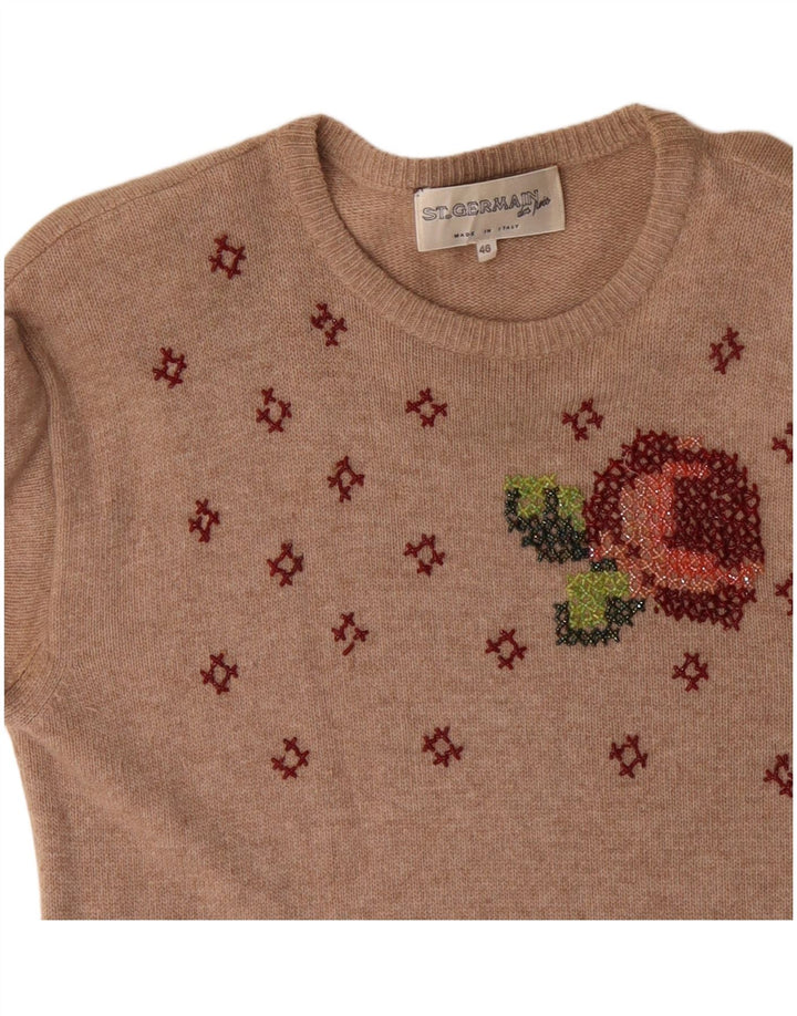 ST. GERMAIN Damen Langarm-Pulloverkleid EU 46 XL Beige Angora