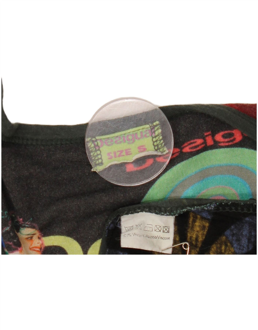 Desigual Womens Graphic Top Langarm UK 8 Small Mehrfarbige Viskose